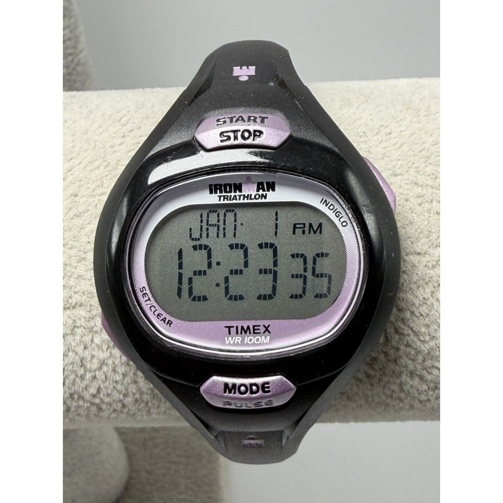 Timex T5K187 New Battery 689 Ladies Ironman Triathlon 34MM 7.5"‎ Indiglo